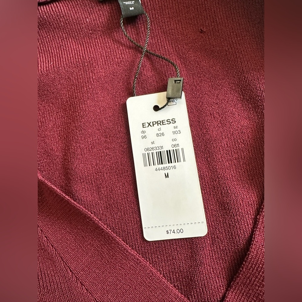 Express Maroon Collared Sweater Size Medium NWT - image 5